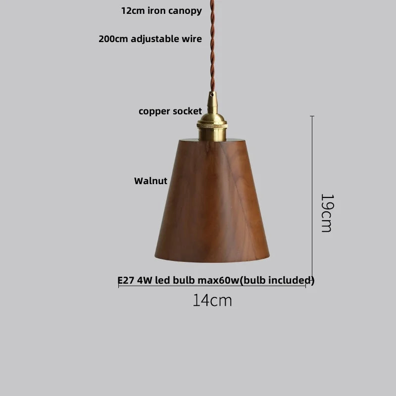 Artfan Ash Wood LED Pendant Lamp Adjustable Hanging Lights Luminaire