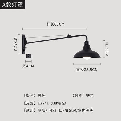 Artfan lighting Black LED Swing Arm Wall Lamp for Outdoor Decor in Bedroom, Balcony & Aisle