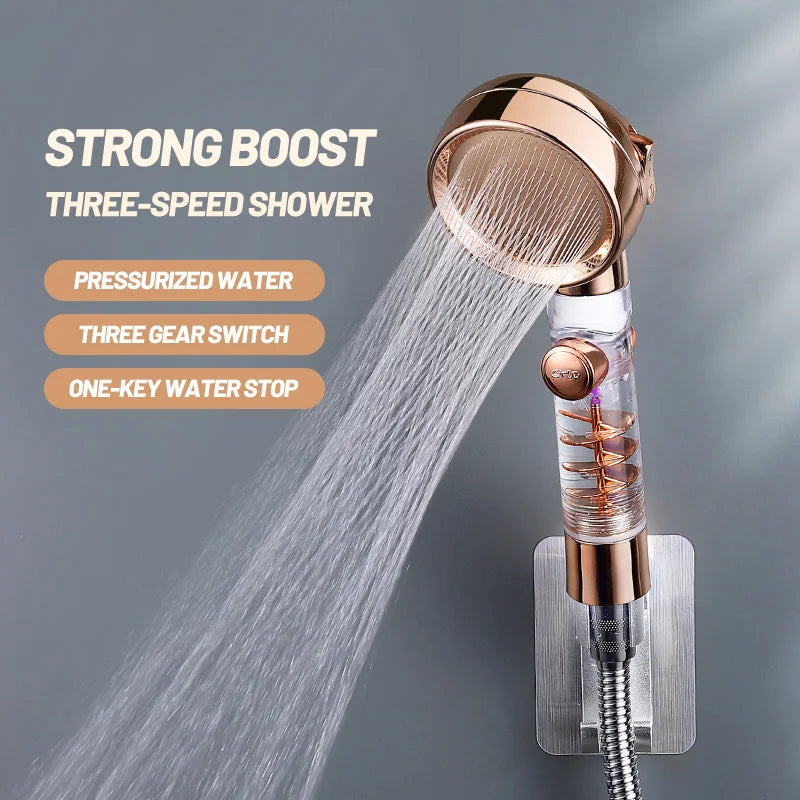 Artfan 3-in-1 High Pressure Shower Head with Stop Key & Filter Handheld Sprayer