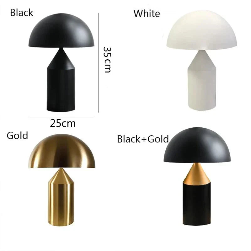 Artfan lighting Black Iron Mushroom Table Lamp, Nordic Design, Gold Accent, Living Room Bedroom Light