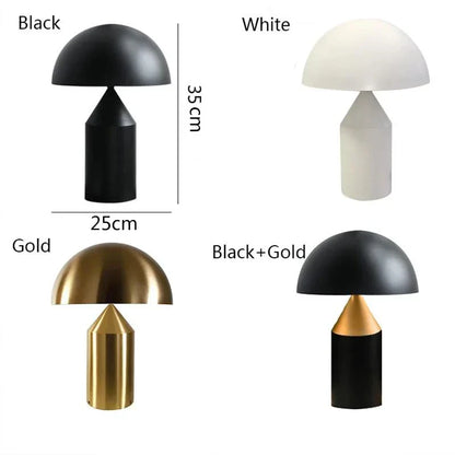 Artfan lighting Black Iron Mushroom Table Lamp, Nordic Design, Gold Accent, Living Room Bedroom Light