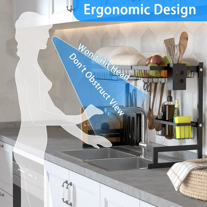 Artfan 2-Layer Over Sink Dish Drying Rack & Utensil Holder Organizer