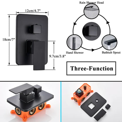 Artfan lighting Black Golden Brass Shower Mixing Valve Concealed Wall Mount Box Control