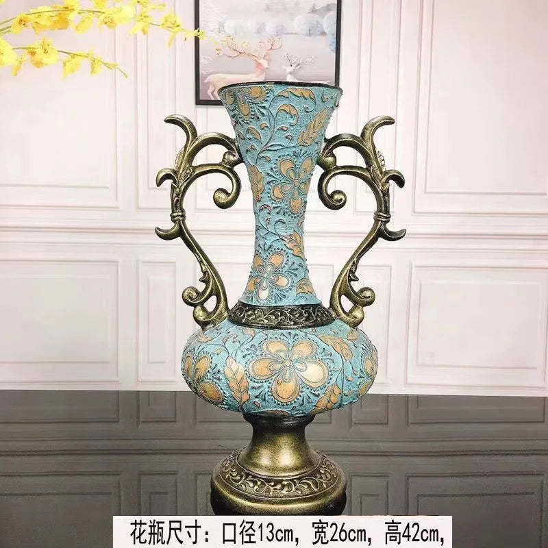 Artfan Resin Vase Dried Flowers Arrangement for Living Room Decor