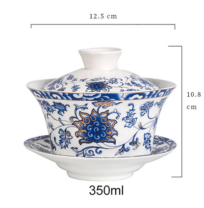 Artfan 350ml Ceramic Gaiwan Porcelain Tea Cup Set