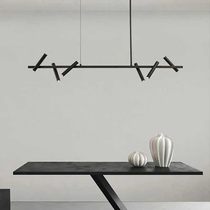 Artfan lighting Black LED Spot Chandelier: Modern Minimalist Rotatable Hanging Lamp for Home Decor