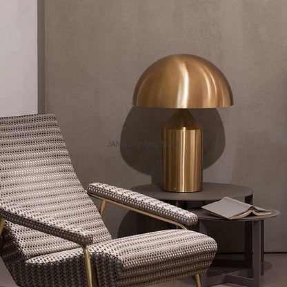 Artfan Atollo Bedroom Table Lamp - Luxury Metal Mushroom Desk Light