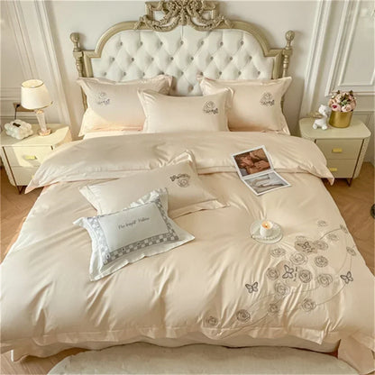 Artfan lighting Blue Butterfly Flower 600TC Egyptian Cotton Duvet Cover Set