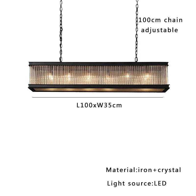 Artfan lighting Black Crystal Glass Rectangle Chandeliers for Dining Room - Luxury Retro Hanglamp
