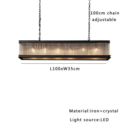 Artfan lighting Black Crystal Glass Rectangle Chandeliers for Dining Room - Luxury Retro Hanglamp
