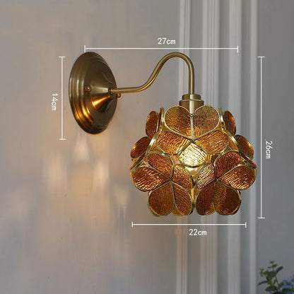 Artfan Amber Glass Wall Sconce Vintage Loft LED Vanity Light Fixture