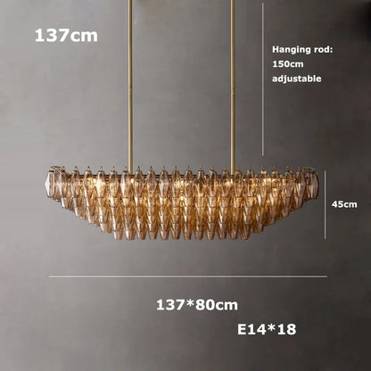 Artfan Art Deco Glass Shade Brass LED Chandelier - Luxury Black Dining Room Ceiling Light