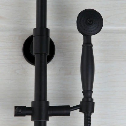 Artfan 8" Black Rain Shower Head Set with Hand Spray and Mixer Faucet