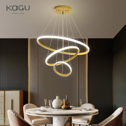 Artfan lighting Black Ring LED Pendant Chandelier for Living Room, Dining Room, Kitchen