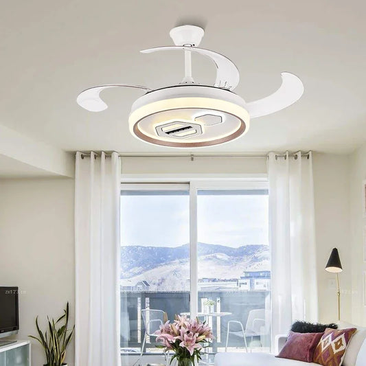 Artfan Adjustable Blade Ceiling Fan Light with Remote-Controlled LED - Elegant Home Decor