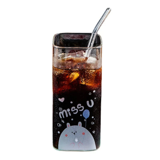 Artfan 400ML Colorful Pattern Glass Coffee Mug for Milk, Beer, Tea, and More