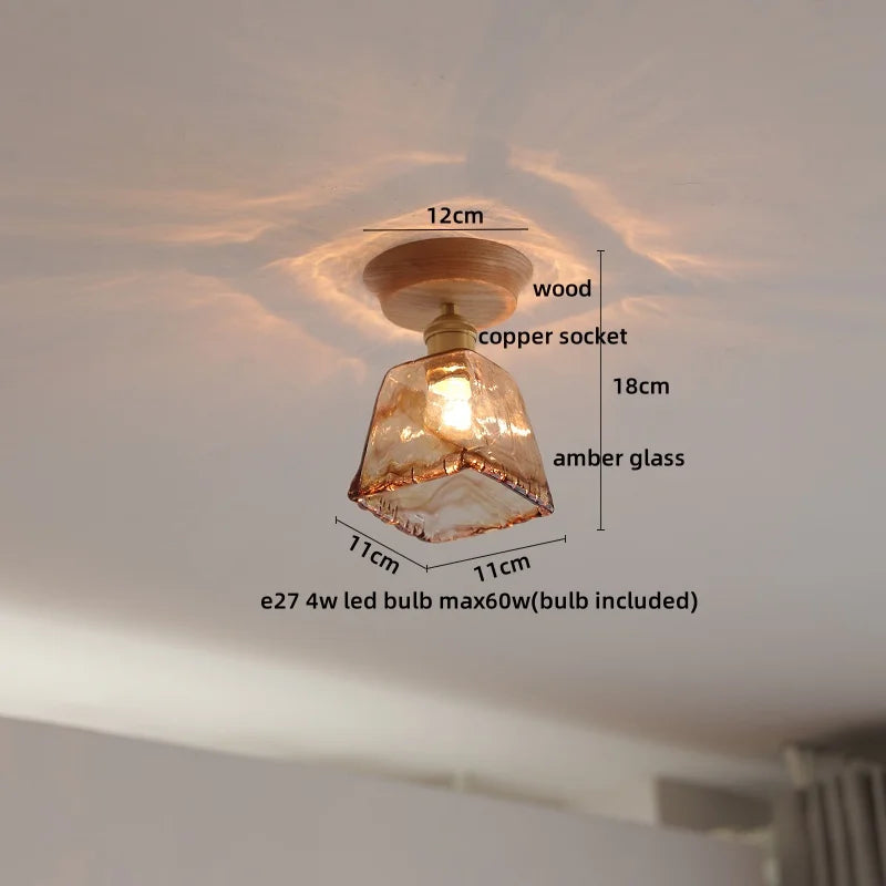Artfan Amber Glass LED Ceiling Lights Modern Decoration for Home Porch Restaurant