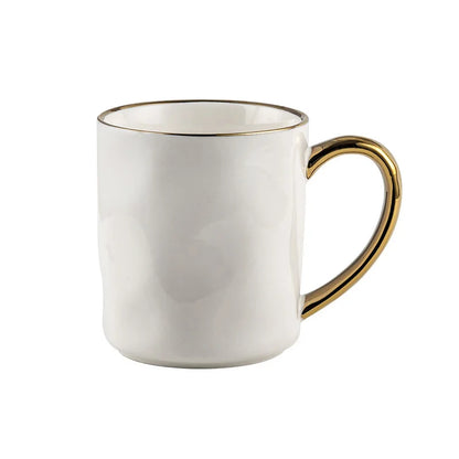 Artfan Nordic Gold Rim Mug Set - Light Luxury Ceramic Coffee Cups with Handle
