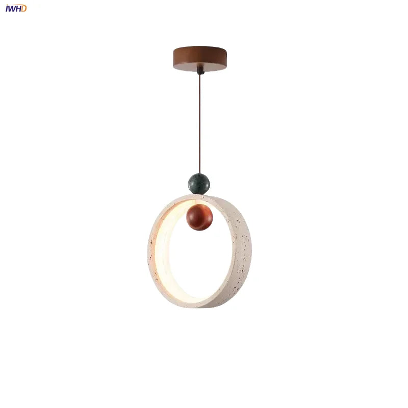 Artfan Adjustable LED Pendant Light - Nordic Modern Yellow Travertine Marble Wood Fixture