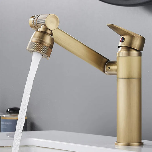 Artfan Antique Bronze Bathroom Sink Faucet Hot Cold Water Mixer Deck Mounted