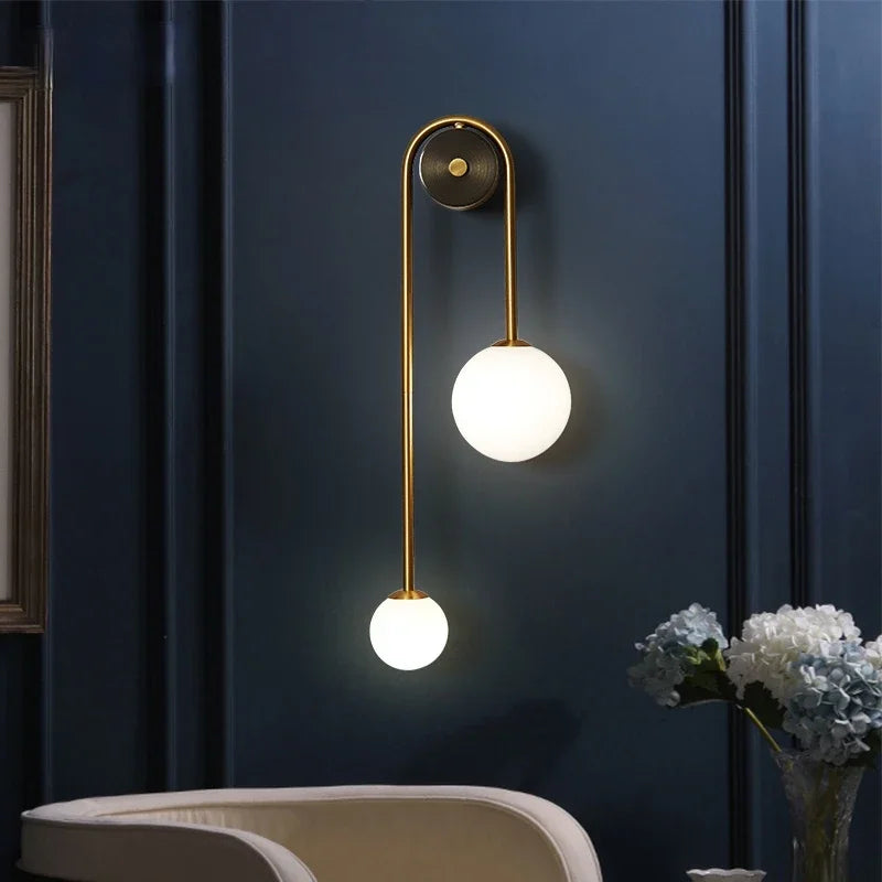 Artfan Modern Glass Ball Wall Lamp with LED G9 Lighting, Round Iron Design