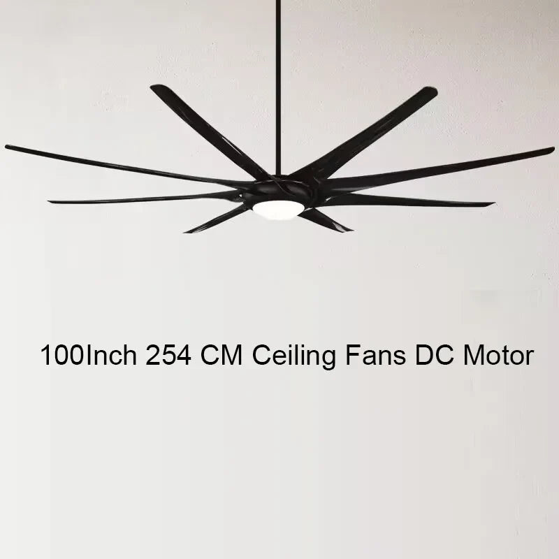 Artfan 100" Large Ceiling Fan with Light, DC Motor, Reverse Blades, Stainless Steel Finish