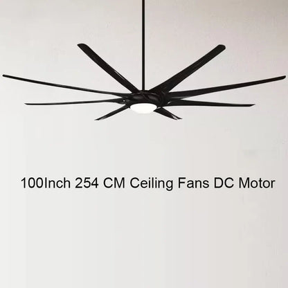 Artfan 100" Large Ceiling Fan with Light, DC Motor, Reverse Blades, Stainless Steel Finish