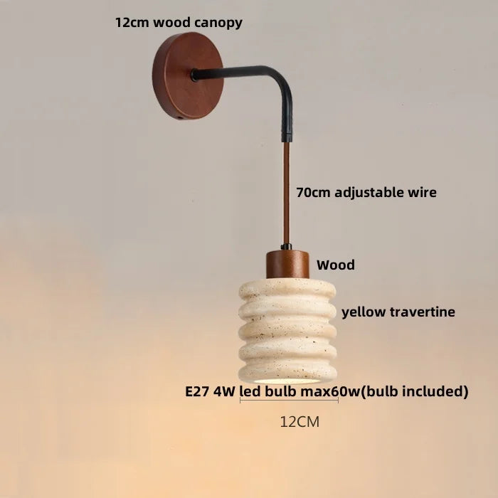 Artfan Adjustable LED Wall Sconce Yellow Travertine Stair Light Fixture for Home Decor